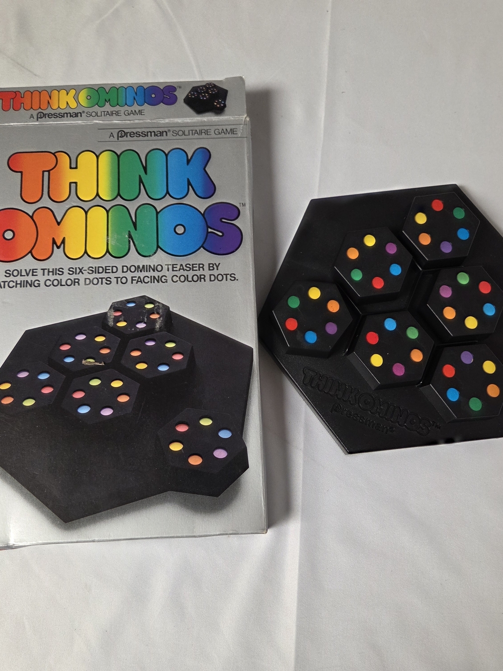 Vintage "Think Ominos" Game Domino‎ Brian Teaser,  1984 Pressman Solitaire Game
